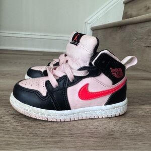 Kids Nike Air Jordan Pink and Black Sneakers